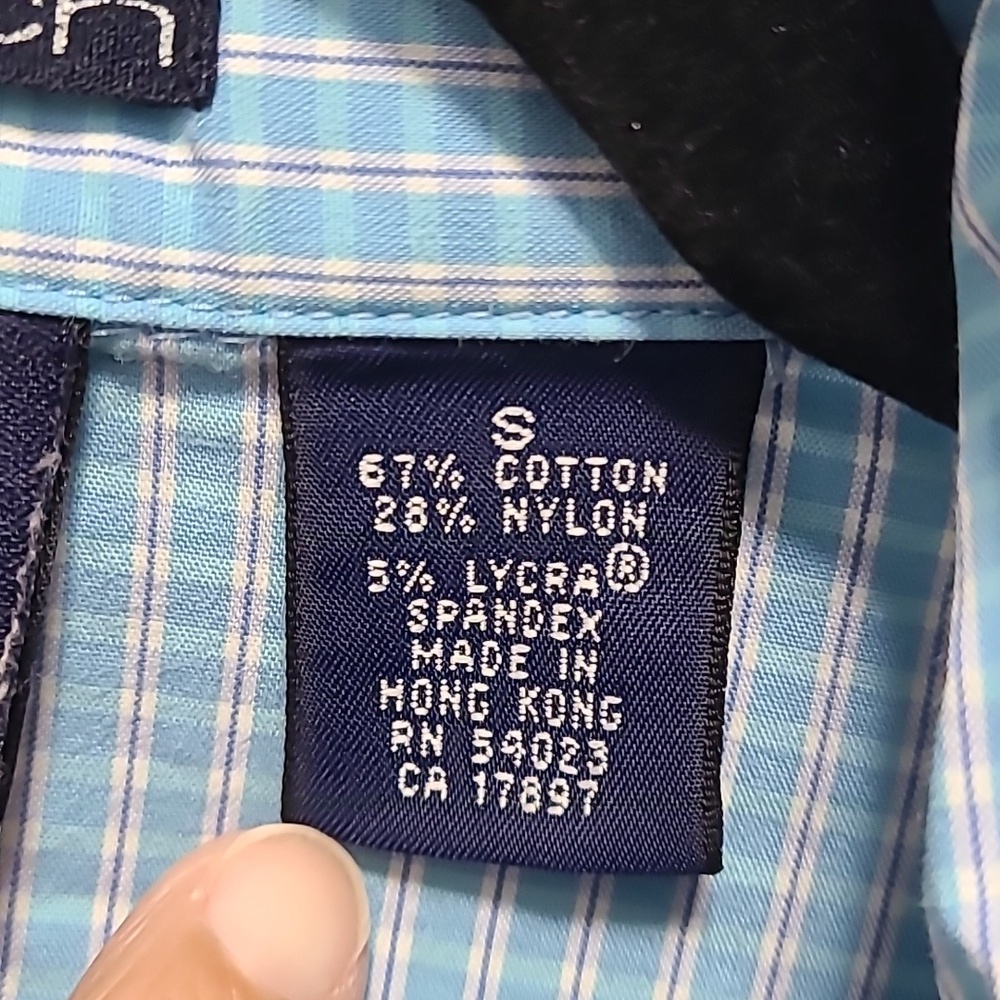 GAP Y2K Light Blue Checkered Shirt Size Small 2001 Hong Kong - Picture 5 of 8